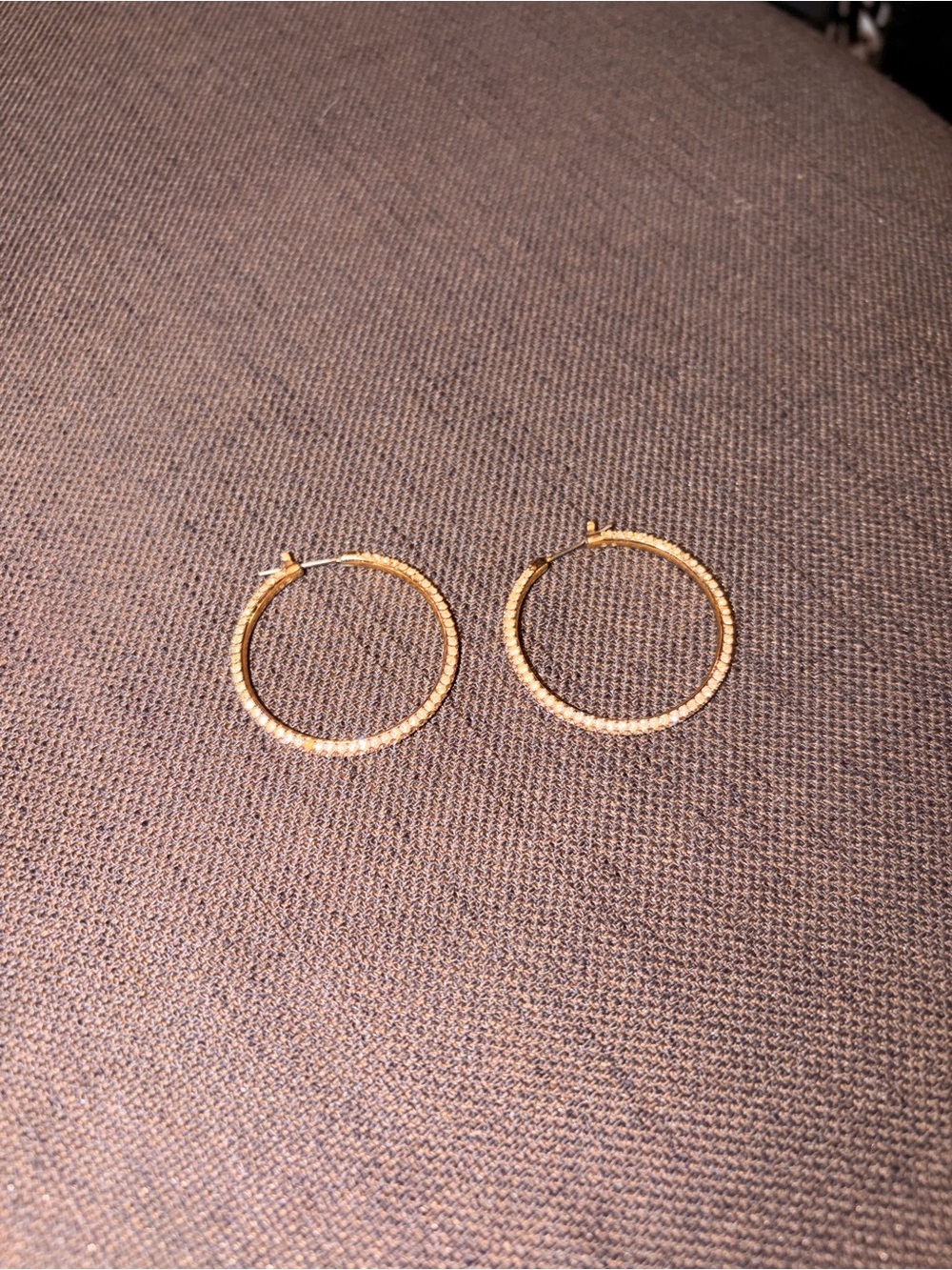 Swarovski Gold Textured Hoop Earrings